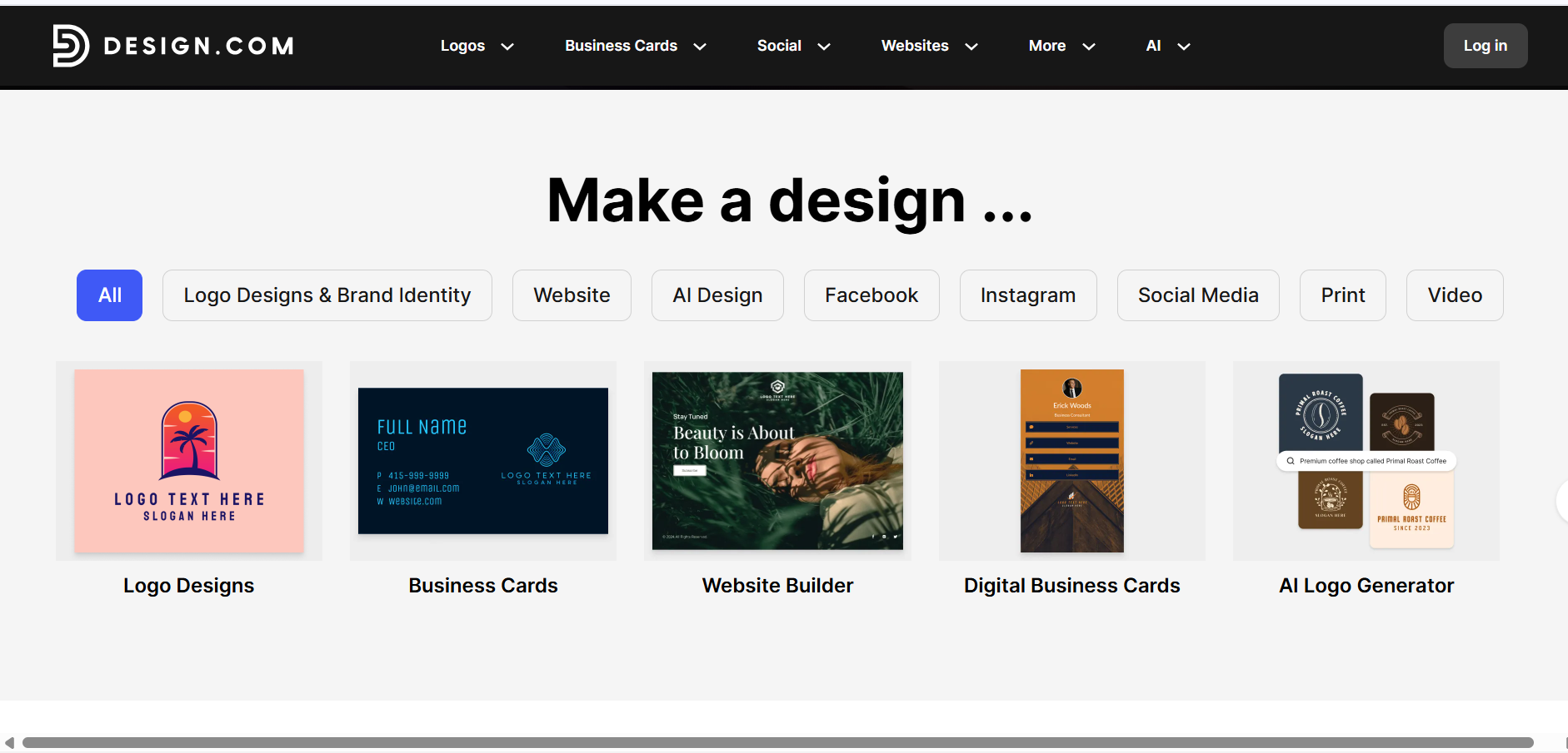 Design.com interface screenshot